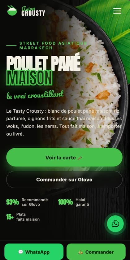 Asian Crousty — vue mobile