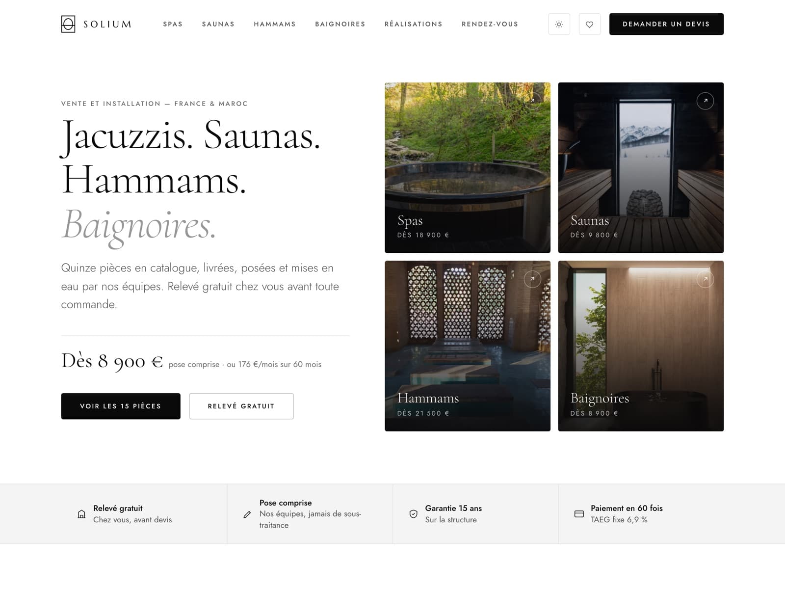 Solium — Spas, saunas & hammams — France & Maroc