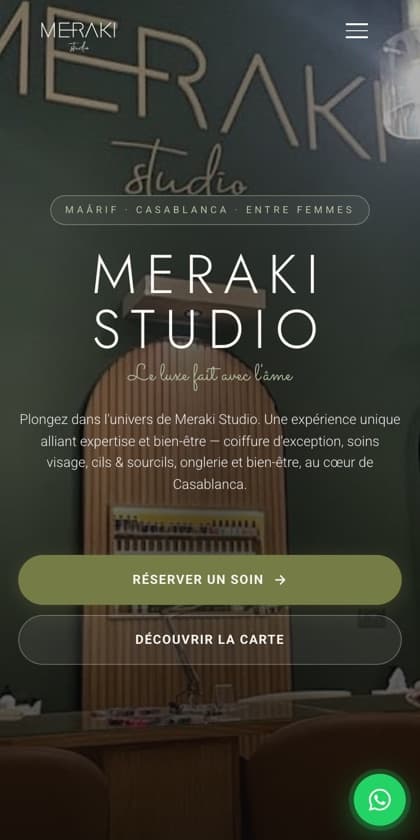 Meraki Studio — vue mobile