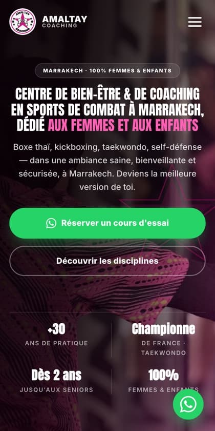 Amaltay Coaching — vue mobile
